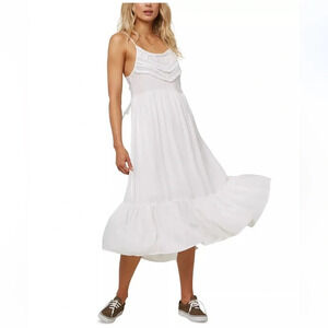 O'Neill Lexi Lace-Up-Back White Midi Dress